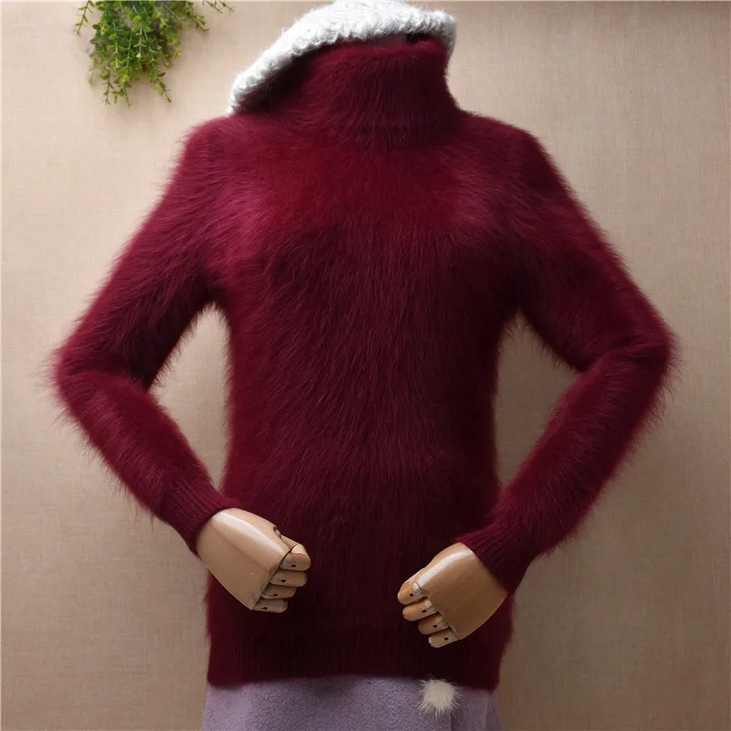 

Женская осенне-зимняя одежда, пушистая плюшевая норковая кашемировая вязаная Водолазка с длинным рукавом, облегающие блузки, пуловер, джемпер, свитер
