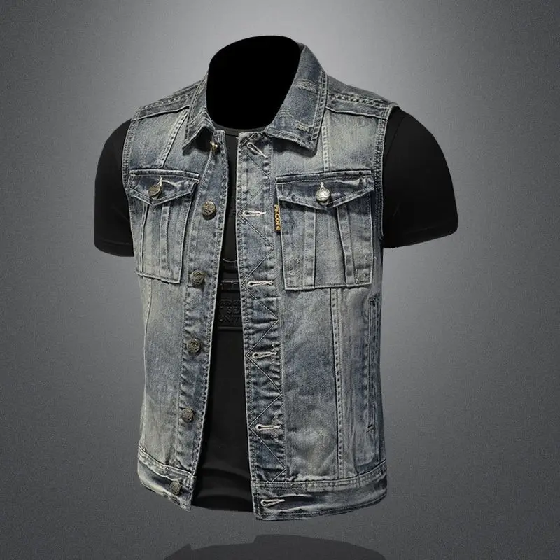 Джинсовая куртка для мужчин винтажная модная уличная одежда Джерси езды на