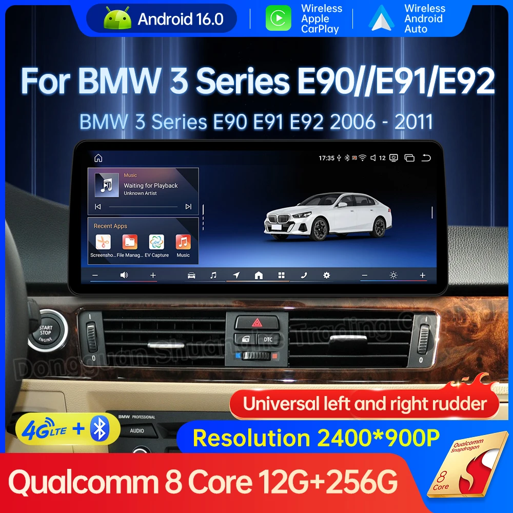 Фото GPS Android 16 Автомобильный мультимедийный видеоплеер для BMW 3 серии E90 E91 E92 2006-2011 с QLED-экраном, Bluetooth и 4G №1