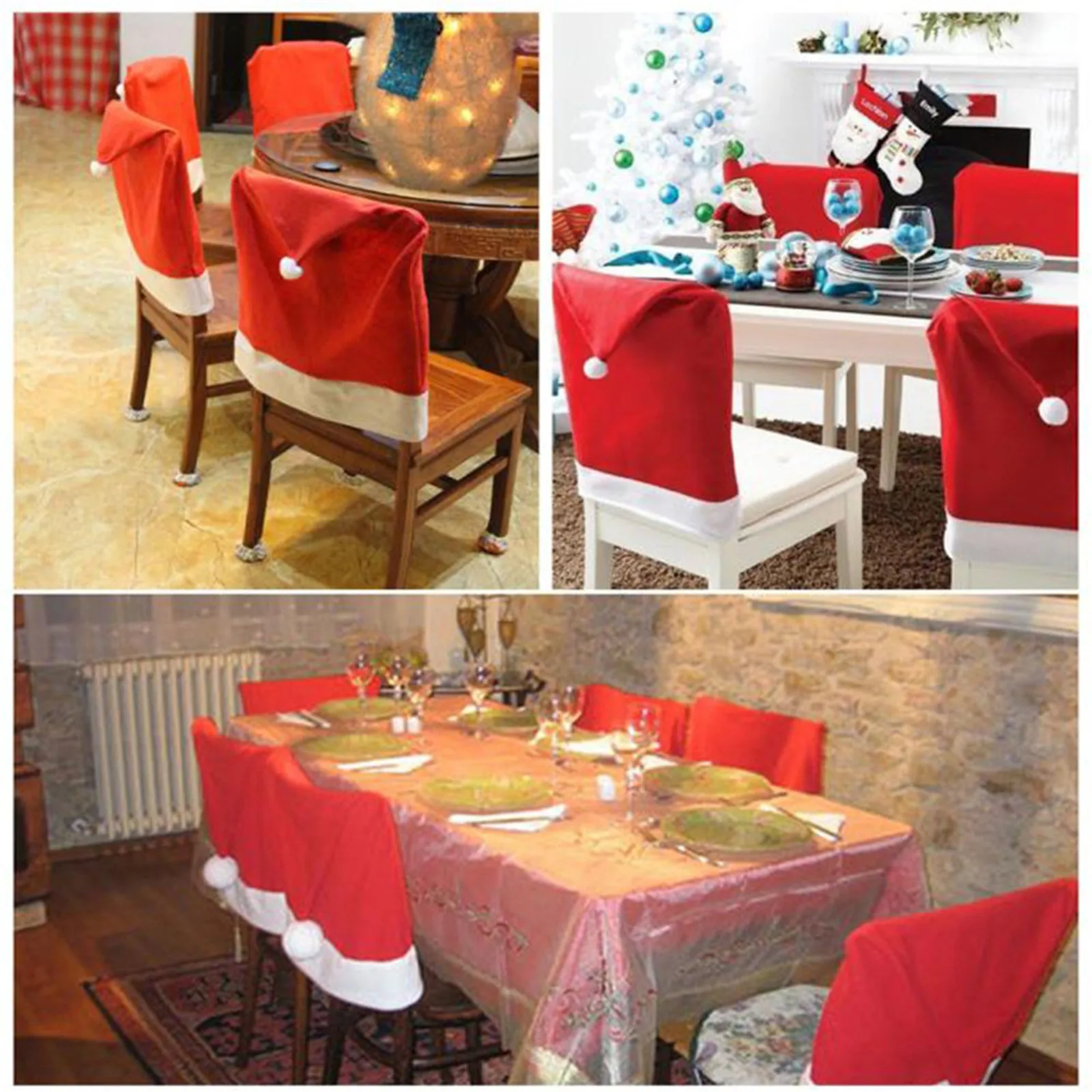 6 шт. комплект рождественский чехол на стул рождественское украшение домашний