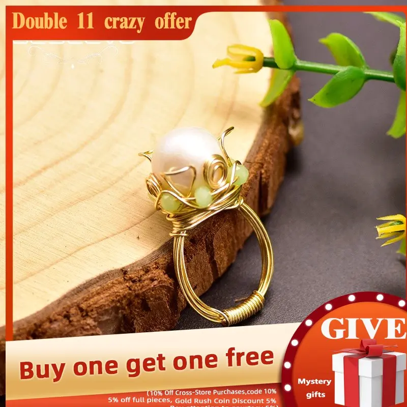 

GLSEEVO Natural Fresh Water Pearl Finger Rings For Women Girls Wedding Engagement 925 Sterling Silver Luxury Jewellery GR0249