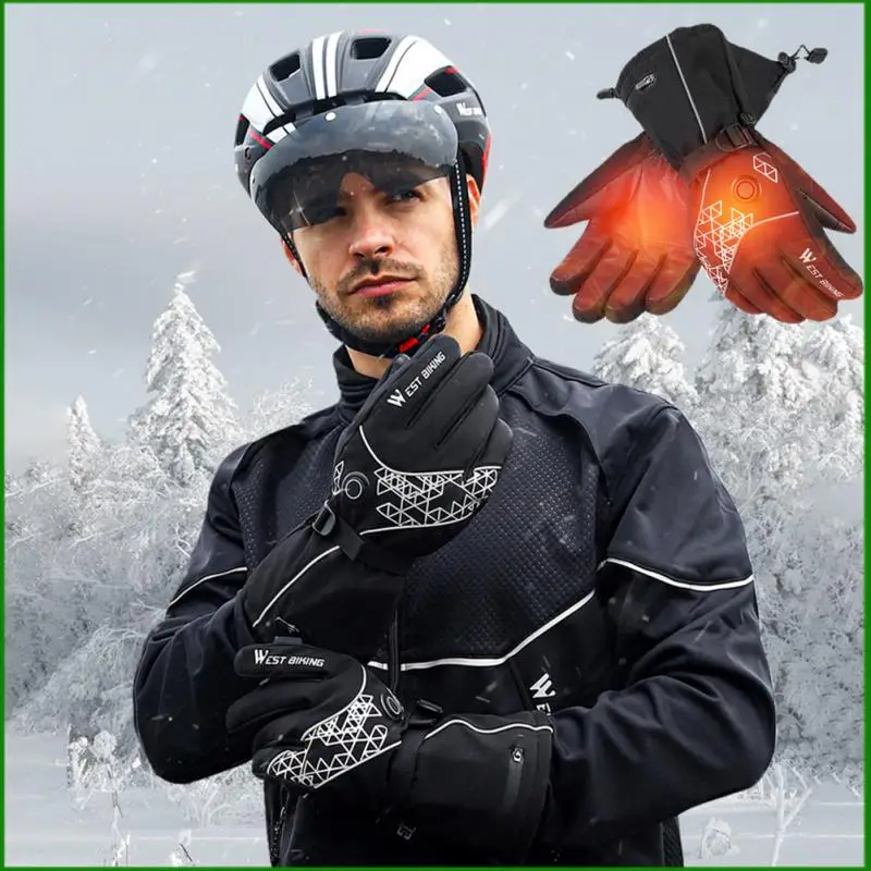 

Winter Heating Riding Gloves Motorcycle Bike Warm Electric Gloves Three-speed Adjustment Heating Safe Voltage Unisex Mittens