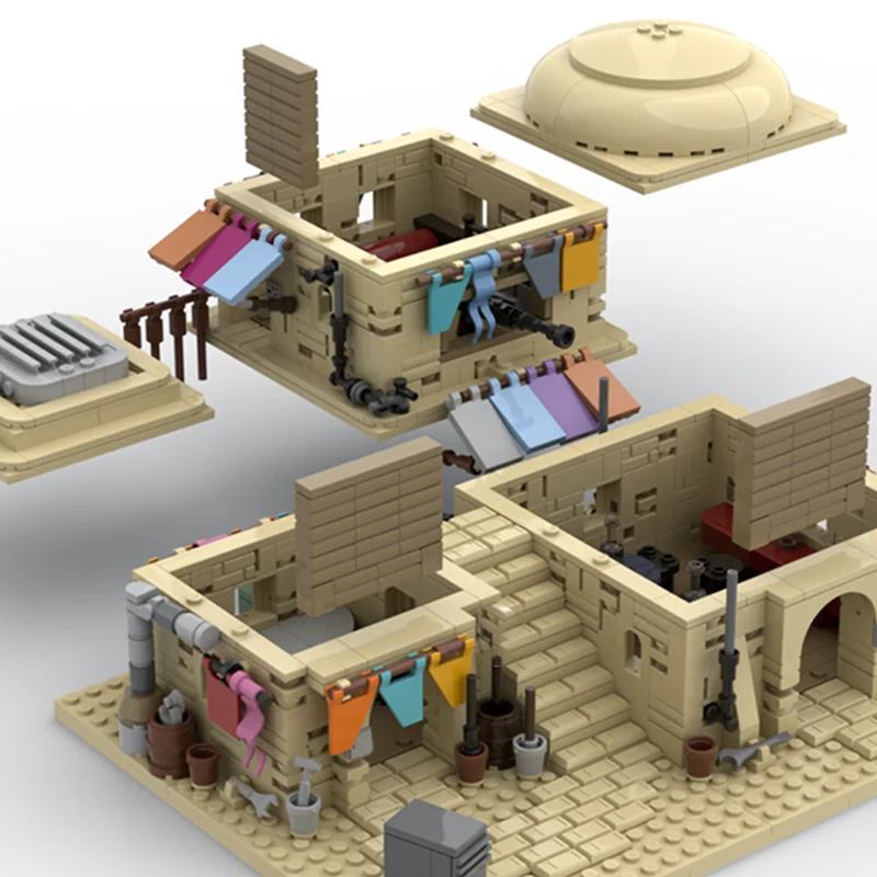 Горячая 1203 шт. MOC красочная модель дома в пустыне, технологический строительный блок, креативные детские сборные игрушки, рождественские подарки (art.: 3920d3033a235) - 3920d3033a235