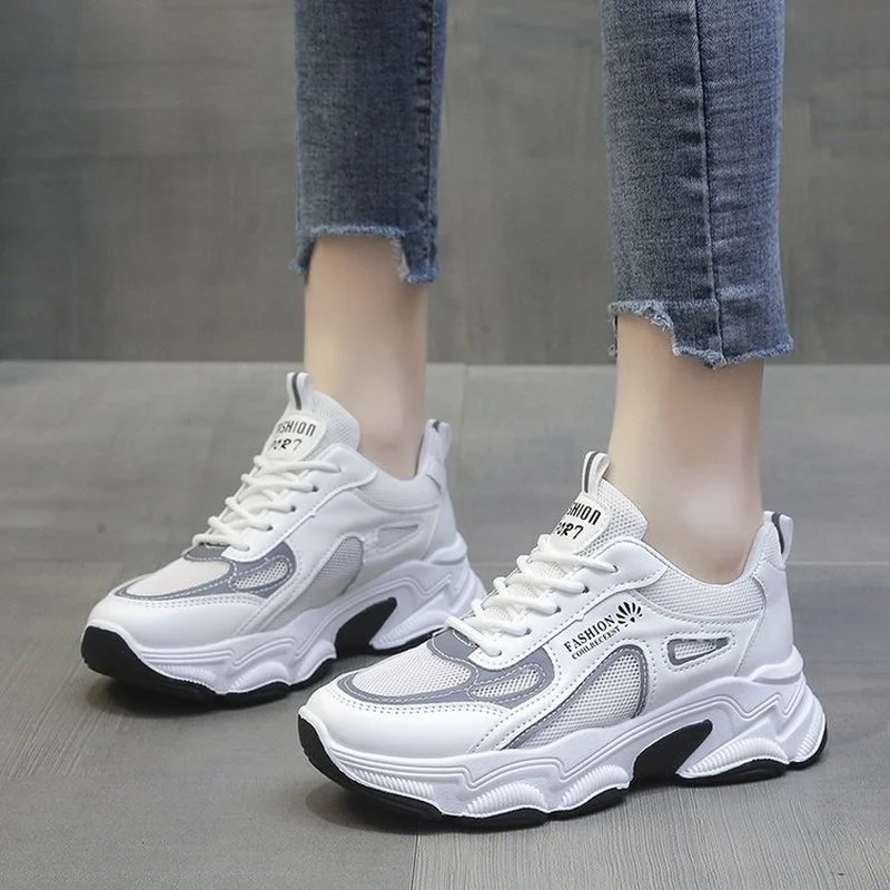 

Women Sneakers Mesh Casual Breathable Platform Chunky Sneaker Comfort Lace-up Female Vulcanized Sport Shoes Outdoor Running Shoe