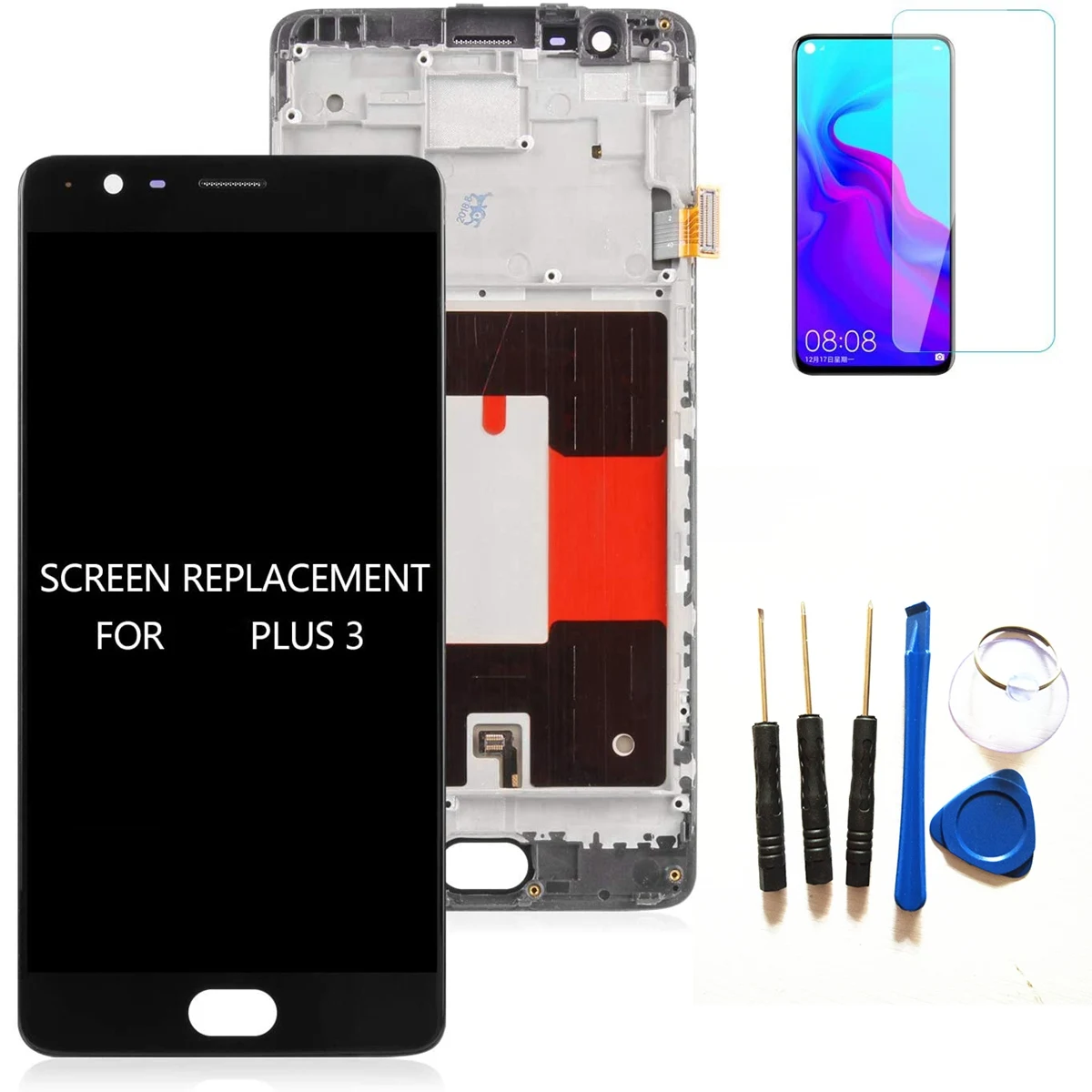 ЖК-дисплей с сенсорным экраном и дигитайзером в сборе для Oneplus 3 3T A3000 1 + черными