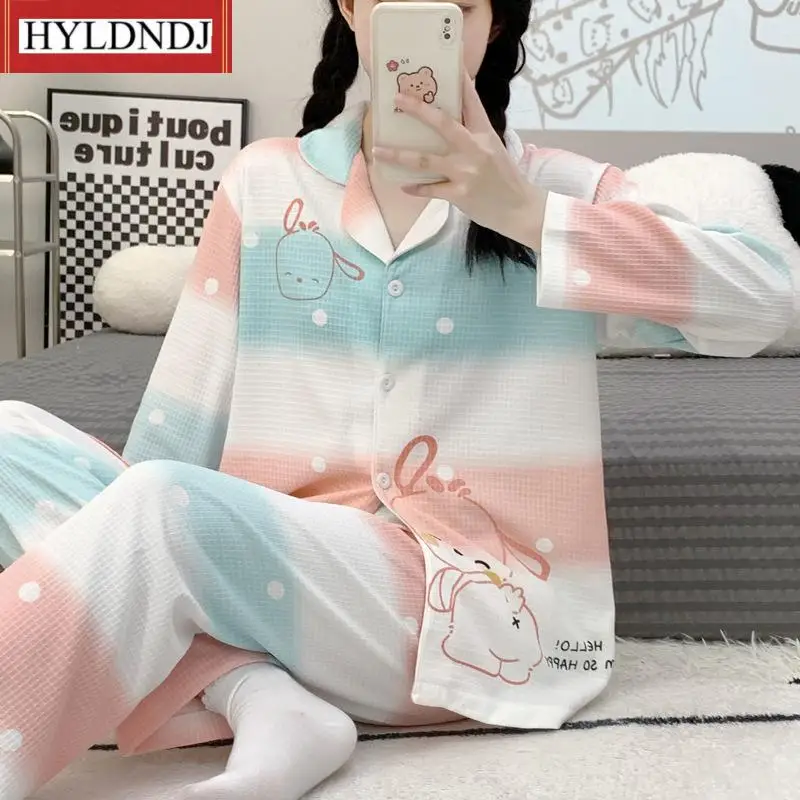 Spring and Summer New Women's Home Pajamas 100% Viscose Long-Sleeved Trousers Ladies Pajamas Set Long Pajamas