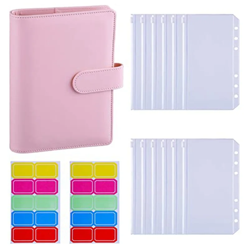 

A6 Binder Budget Planner Notebook Covers Folder A6 Size 6 Hole Binder Pockets Plastic Binder Zipper money saving envelope