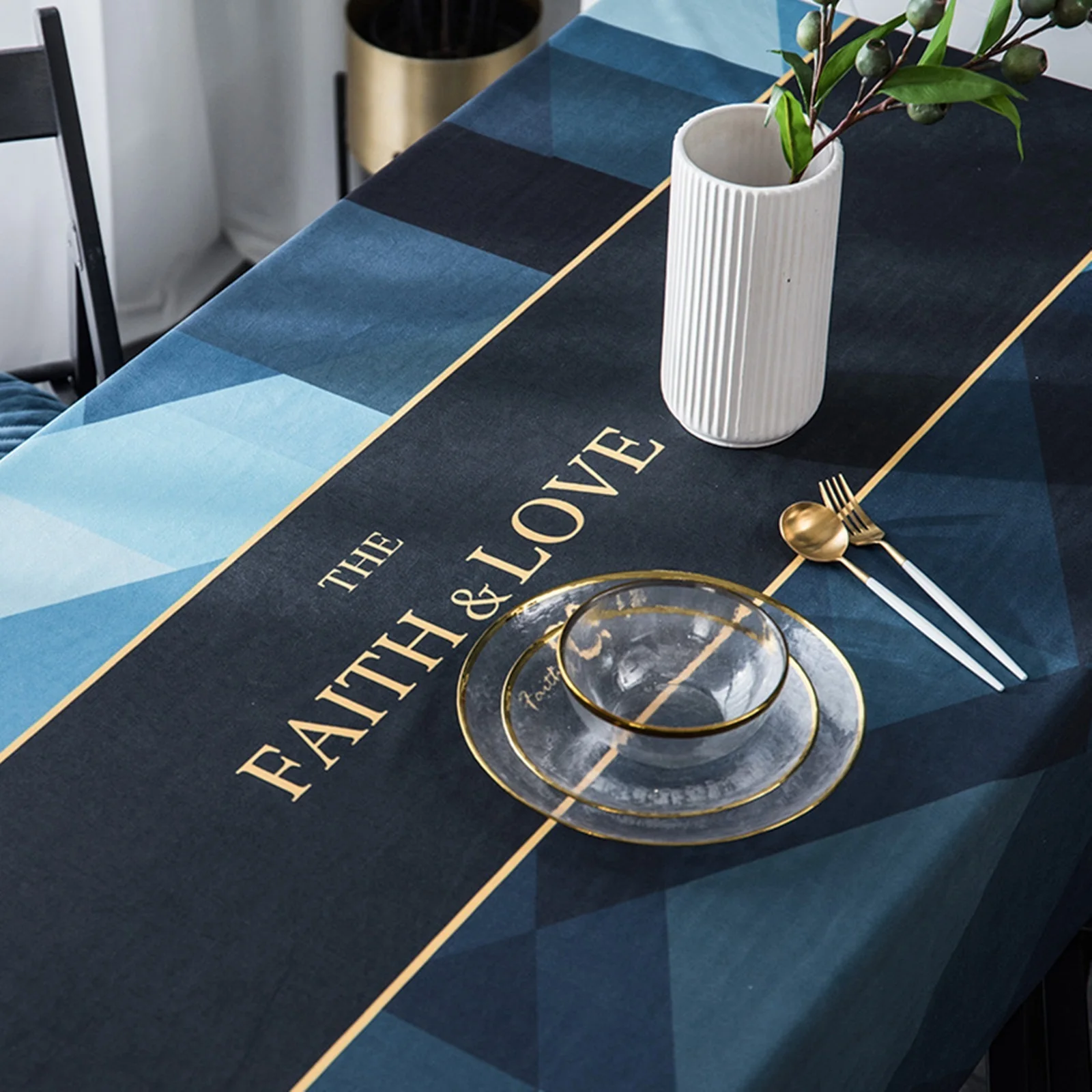 

Скатерти из полиэстера, водонепроницаемые чехлы для стола, декор для синего обеденного стола, журнального столика