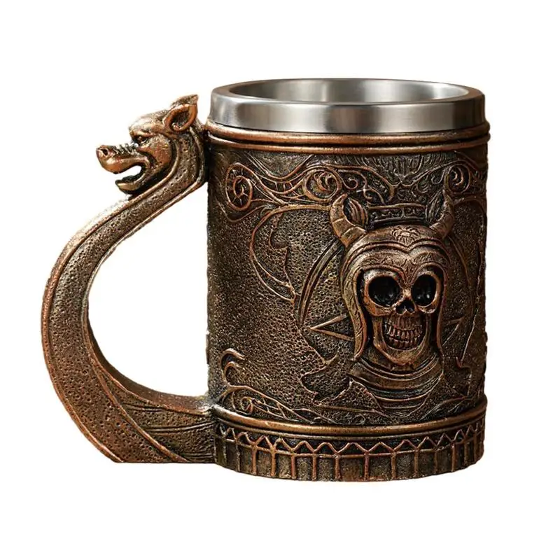 

Пивные кружки викингов, старинная кружка из нержавеющей стали, деревянная винтажная кружка, украшение для дома, крутая кружка для кофе викингов, принадлежности для напитков