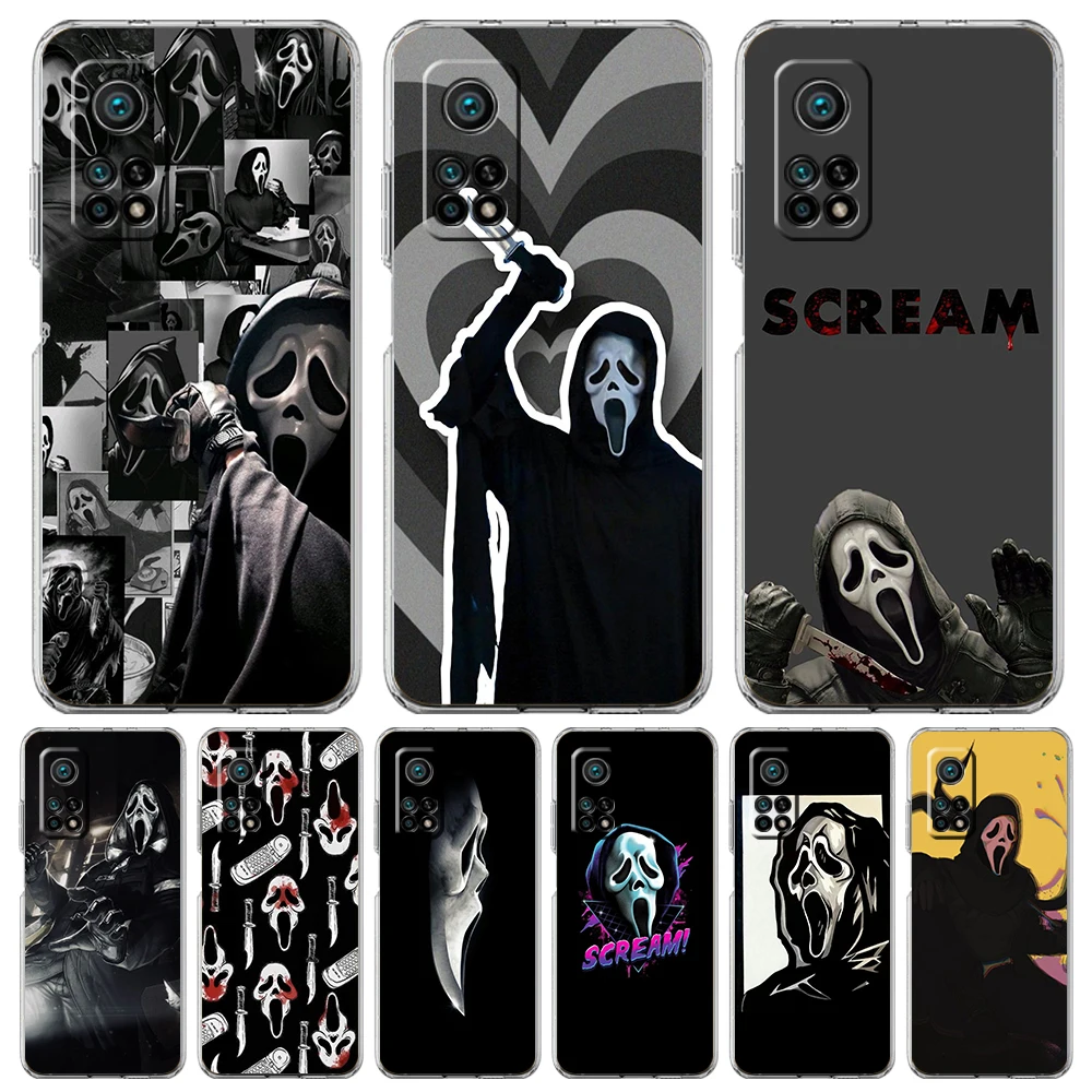

Ghostface Scream Horror Art Phone Case for Xiaomi Mi Poco F3 X3 X4 GT NFC M3 M4 11 Ultra 12 11X Pro Lite 5G Transparent Cover