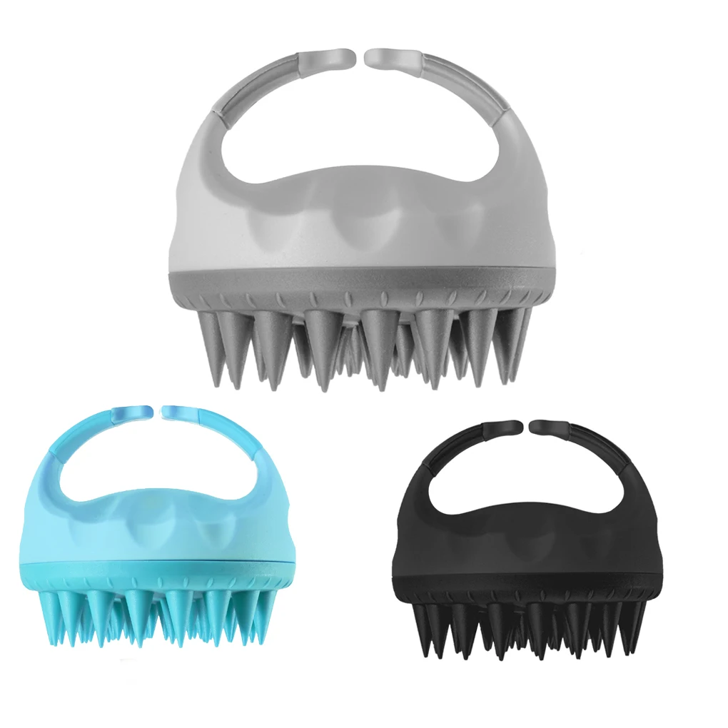 

Ручной массажер для кожи головы, скребок для мытья головки, расслабляющий массаж, удаление перхоти, для ванной комнаты, дома, серого цвета