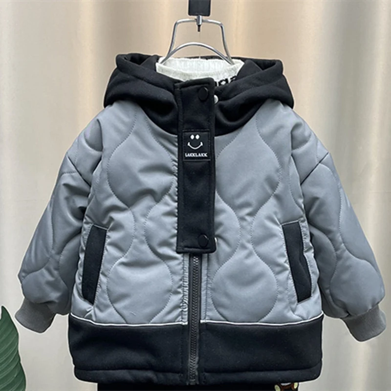 

Пальто для мальчиков, куртка, пальто, хлопковая верхняя одежда, новинка 2023, теплый утепленный бархатный зимний комбинезон, детская одежда