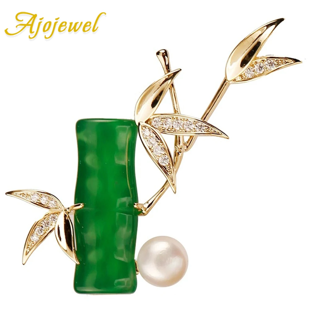 Ajojewel имитация зеленого нефрита бамбуковая брошь груша булавка для костюма