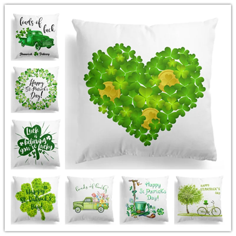 

St Patrick's Day Pillowcase Green Four-leaf Clover Home Decoration Pillow Nordic Irish National Day pillows decor home
