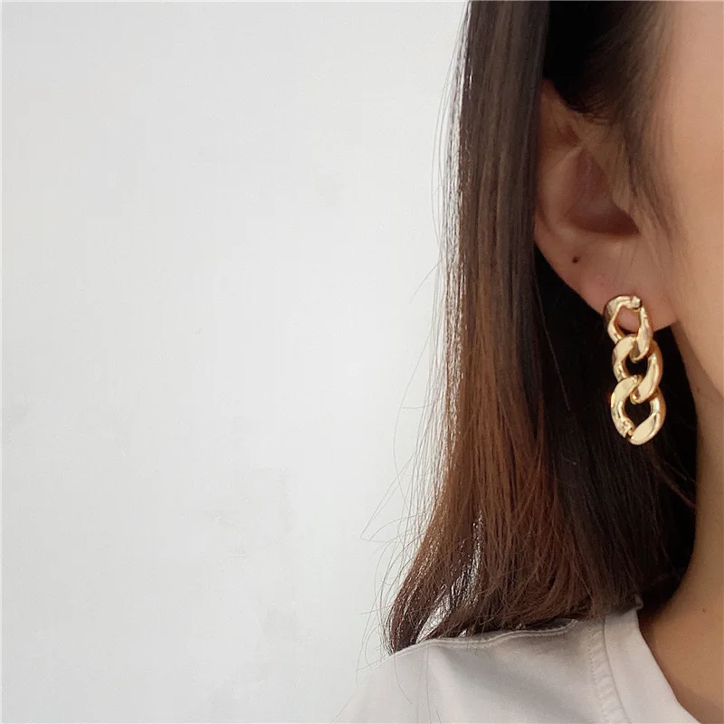 

RACHELZ Vintage Cuban Chain Earrings Fashion Stainless Steel Geometric Tassel Earring For Women Non Tarnish Jewelry Gift