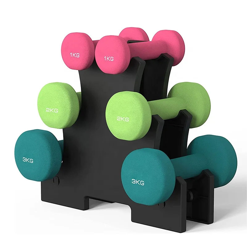 Набор гантелей со стойкой для тренажерного зала и фитнеса набор шестигранных 12