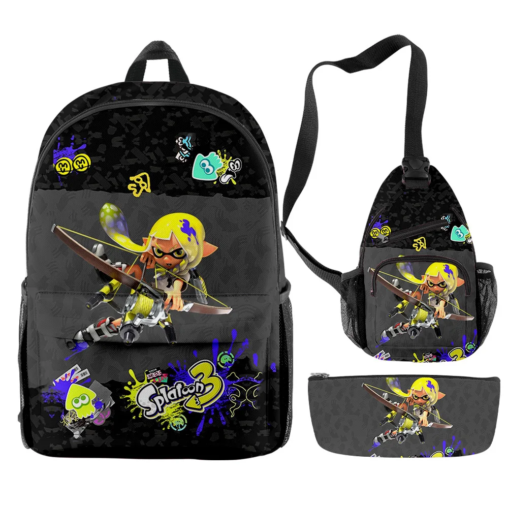 Harajuku модный крутой Splatoon 3 шт./компл. рюкзак 3D принт сумка для книг дорожный