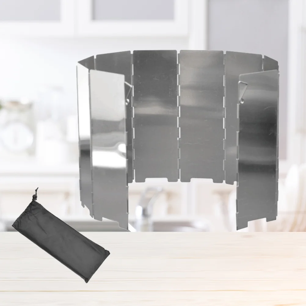 

10PCS/Set Outdoor Barbecue Windshield Aluminum Windshield Barbecue Folding Stove Wind Screen Windshield for Camping Picnic