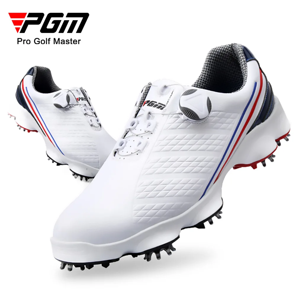 PGM Golf Fitness Sneakers Sports Men Shoes Waterproof Non-slipshoes Rotating Buckle Cycling Shoes Swivel Double Patent Shoelaces
