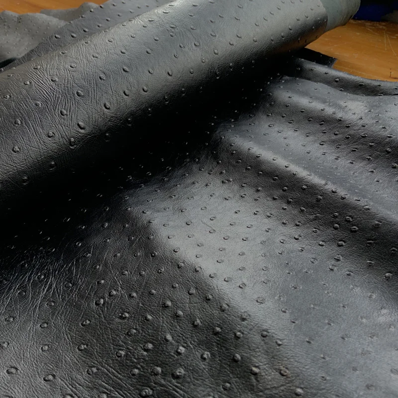 Черный страусиный узор овчина толщина 1 0-1 2 ощущается как Средний верхний слой