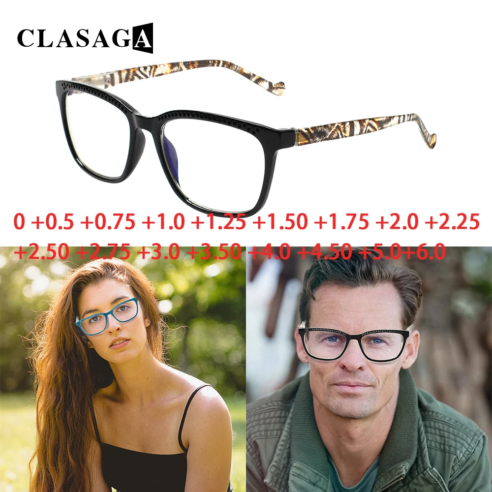 

CLASAGA Retro Fashion Print Flower Frame Reading Glasses Spring Hinge Ultra-lightweight Eye Protection Men And Women