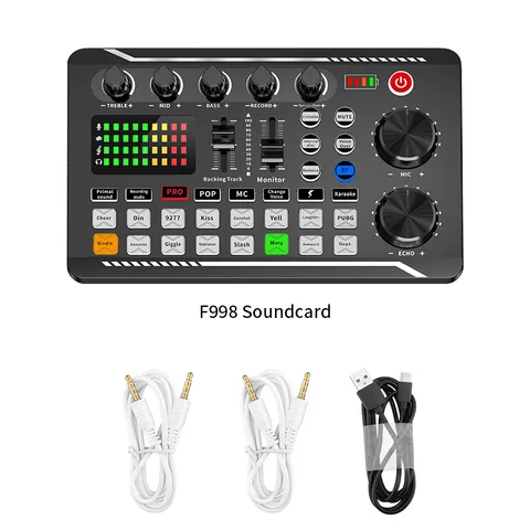 Микрофонный микшер F998, 16 звуковых эффектов, звукозапись, микрофон, звуковая консоль, усилитель для телефона, ПК