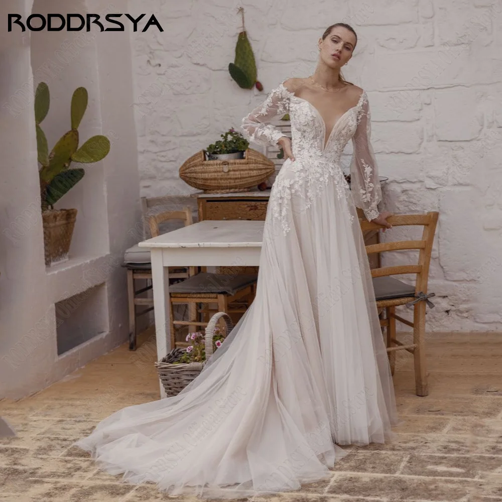 

RODDRSYA Princess Wedding Gowns For 2024 Bride Puff Sleeves Applique Bride Dresses A-Line Tulle Romatic vestidos de novia