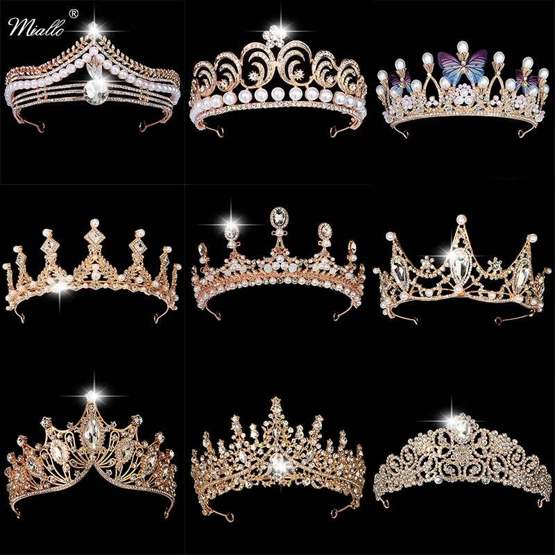 Gold Crown Rhinestone Bridal Wedding Accessories Tiaras and Crowns for Women Hair Jewelry Bride Headpiece Party Bridesmaid Gift