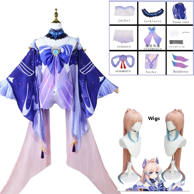

Genshin Impact Sangonomiya Kokomi Cosplay Costumes Five Star Game Theme Princess Anime Wigs Chinese Style Whole Suit