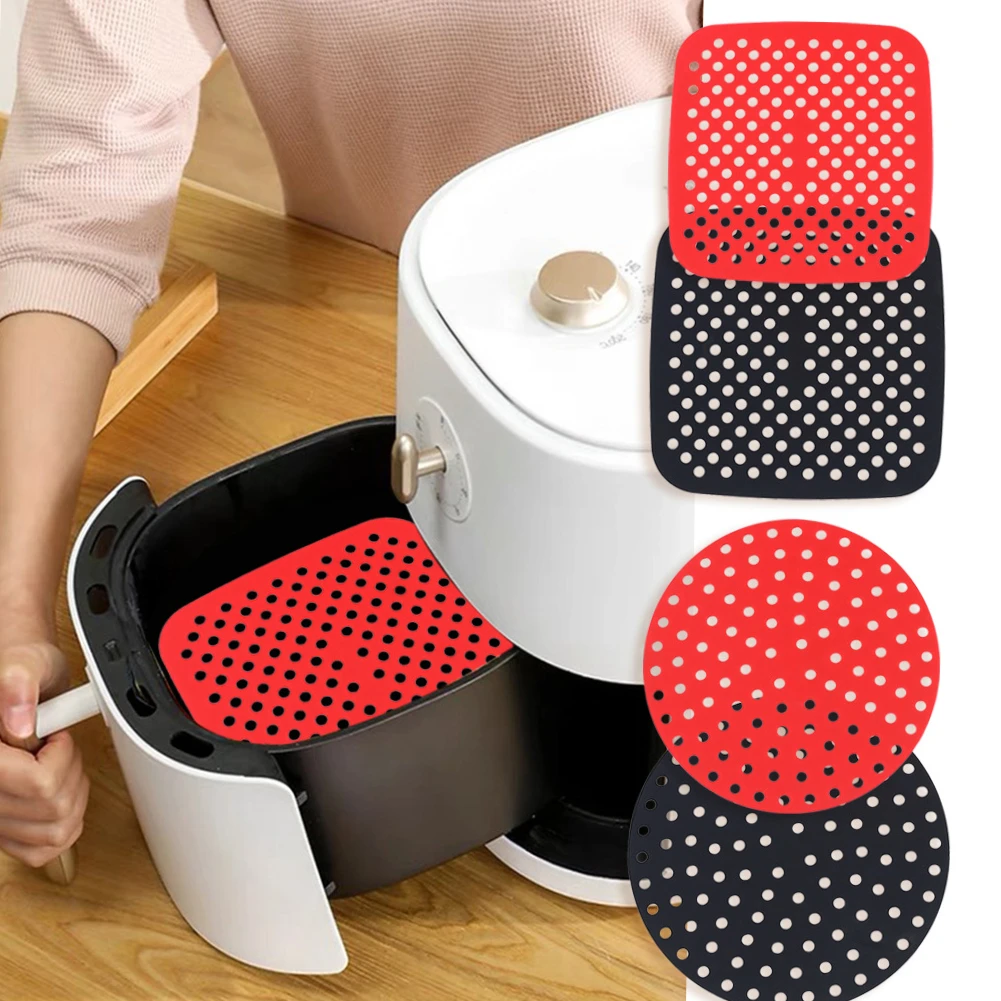 Air Fryer Reusable Silicone Base Mat Square Round Pot Liner Kitchen Accessories Pastry Tools Bakeware Oil Cake Grilled Basket