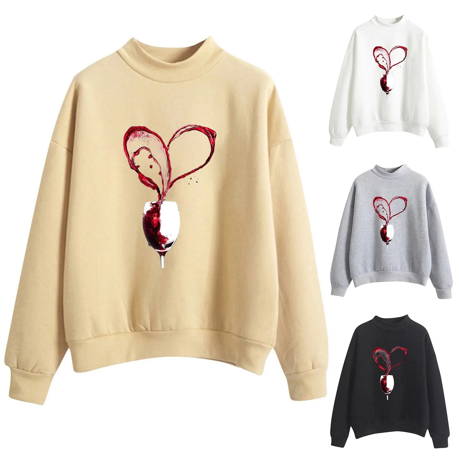 

Модные платья, Женский свитшот с 3D принтом, пуловер с рисунком красного вина, повседневные модные платья