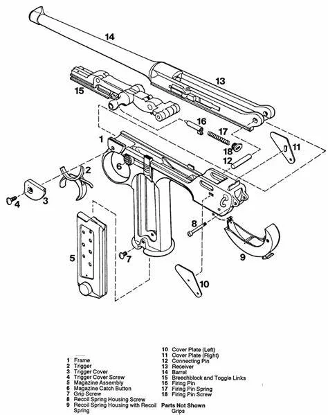Лакированная футболка с немецким пистолетом Luger Parabellum времен Второй мировой