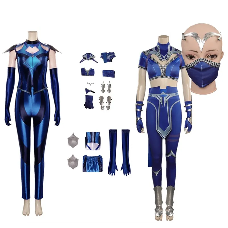 

Mortal Cos Kombat Kitana Cosplay Costume Women Pants Top Gloves Outfits Halloween Carnival Party Suit