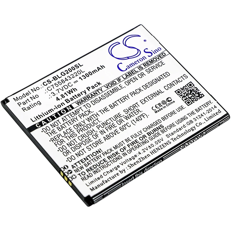 

1300mAh C755843220L Battery for BLU S0250UU S010Q Studio G HD LTE Studio G2 Plus