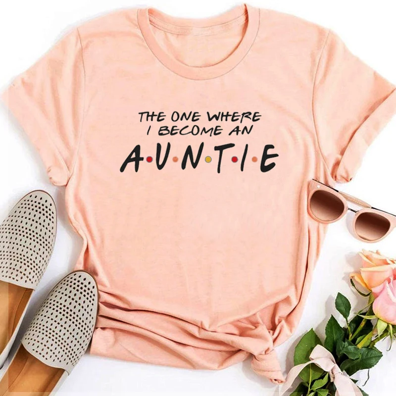 

Auntie Shirt Pregnancy Graphic Tee 2022 New Auntie Tshirt Aesthetic Pregnancy Announcement Best Aunt Ever Shirt Girls Retro
