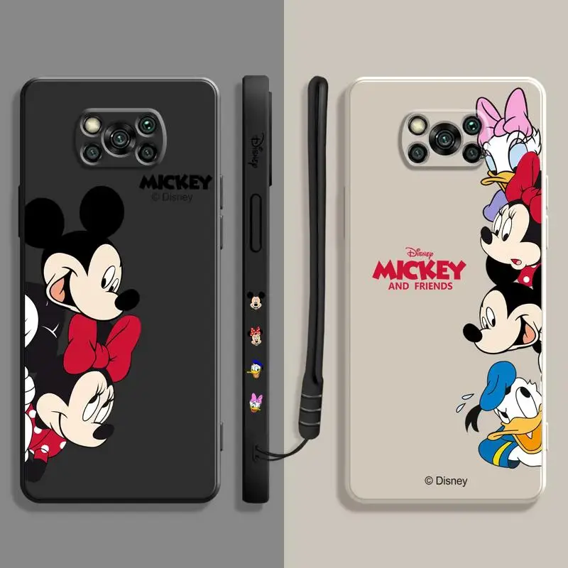

Liquid Case For Xiaomi POCO X3 X4 NFC M3 M4 M5 Pro F3 GT for Mi 10 11 12 Lite 12T 11T 10S 10T Disney Mickey Minnie And Friends