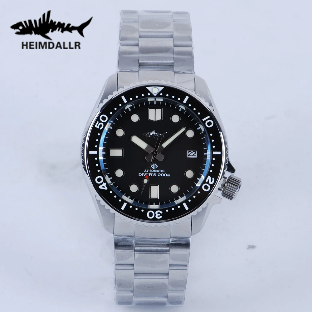 HEIMDALLR Shark SKX007 мужские механические часы NH35A автоматические C3 светящийся циферблат