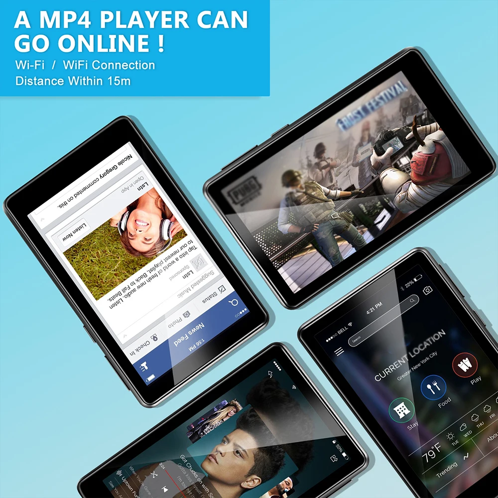 Портативный WiFi Bluetooth MP4 MP3 плеер 4 0 дюйма полный сенсорный экран HiFi звук Mp3