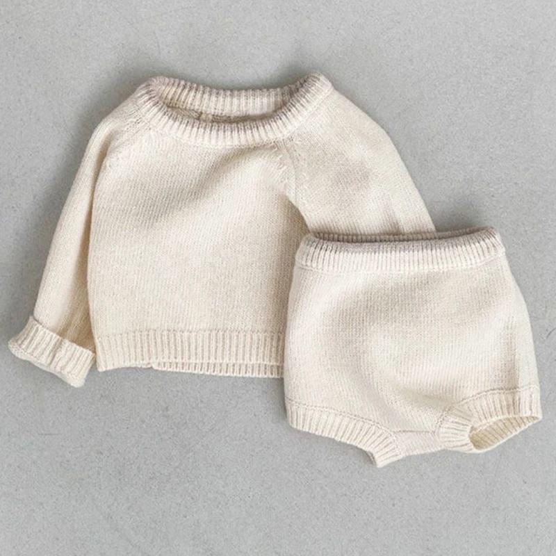 2022 Autumn Winter Newborn Sweater Suits Cotton Baby Boy Girl Clothes Top+Short 2-Pieces Clothing Set Fashion Warm Outerwear