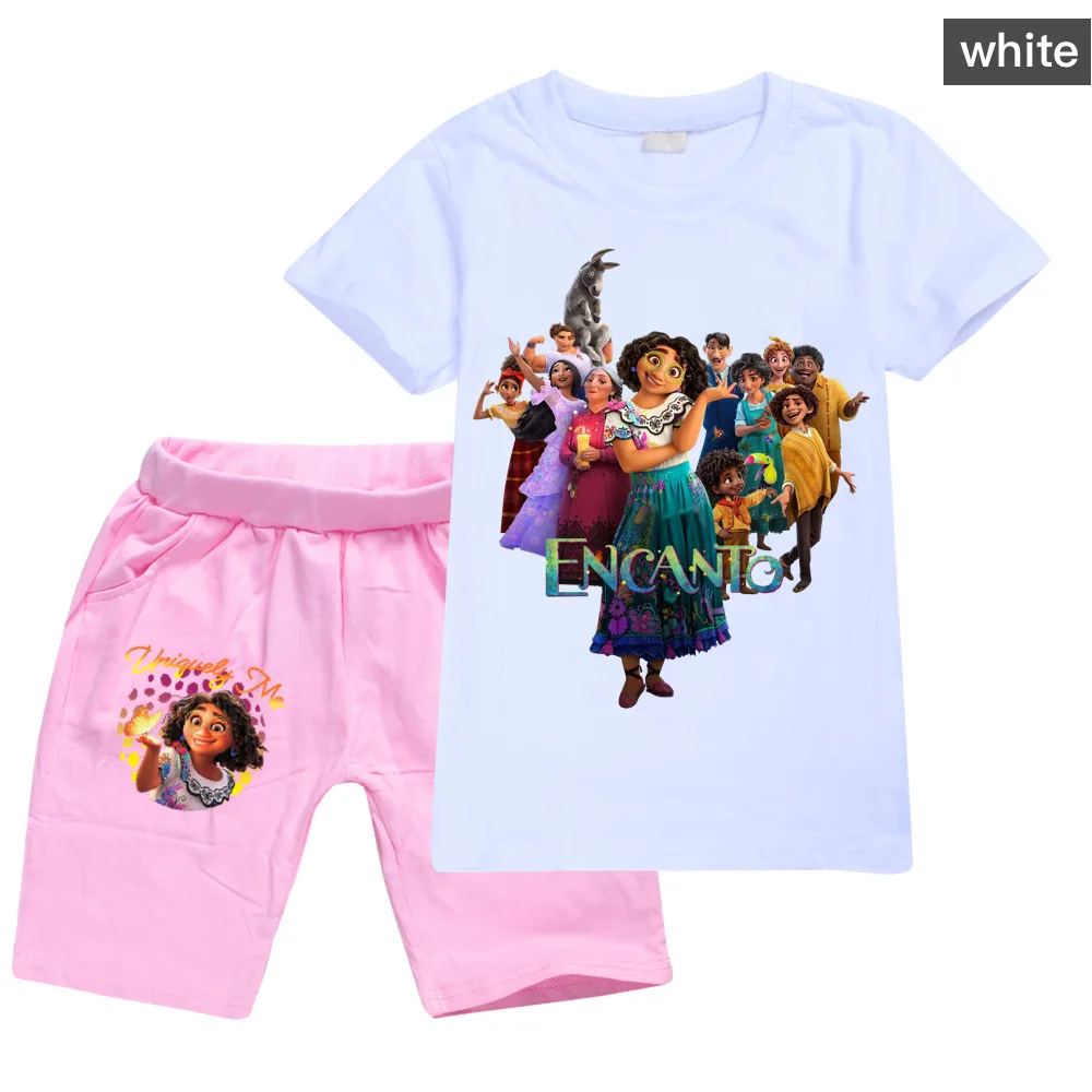 

2022 Encanto Summer New Cartoon Printing Cotton Breathable Fashion Boys and Girls T+ Shorts Suit 2-16 years old