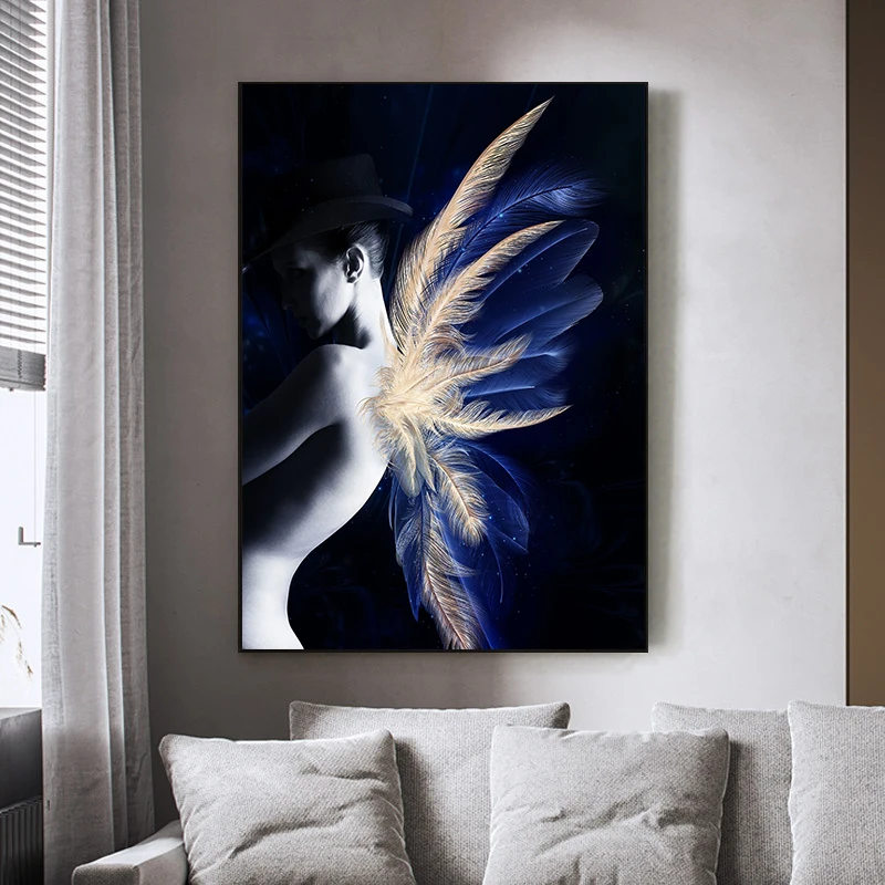 

Modern Aesthetic Artwork Canvas Paintings Prints Feather Nordic Minimalist Poster Pictures Living Room Decoration Free Shipping