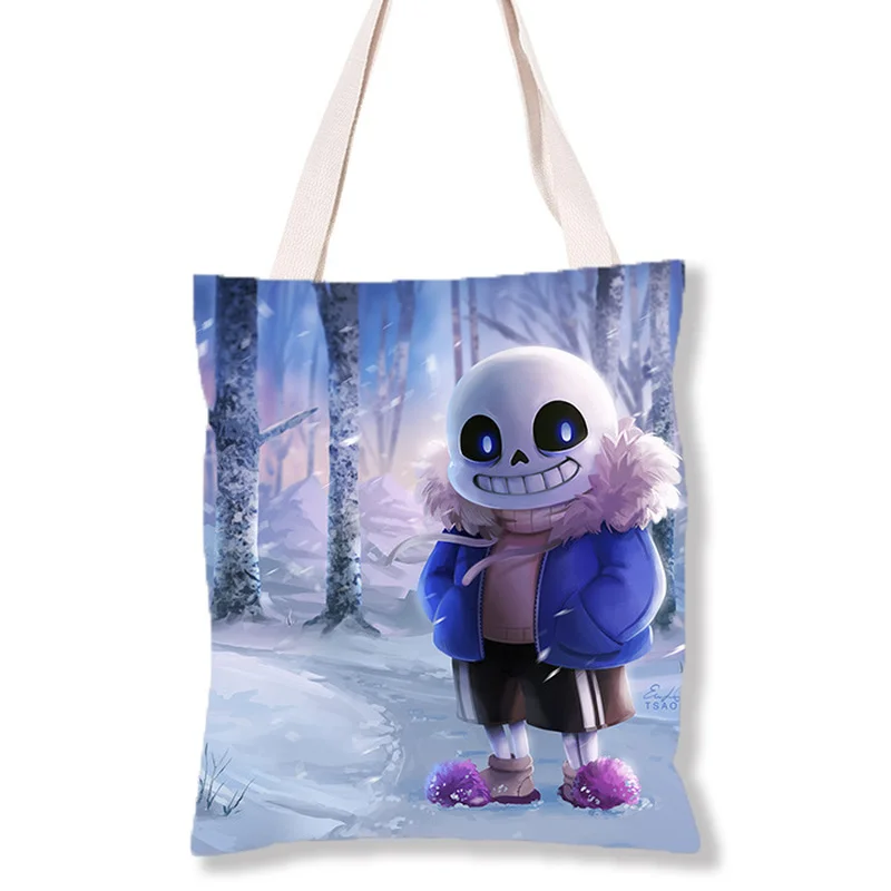 

Холщовая Сумка с рисунком под сказку аниме, саквояж на одно плечо для женщин Sans Papyrus, студенческие учебные сумки, детский мессенджер