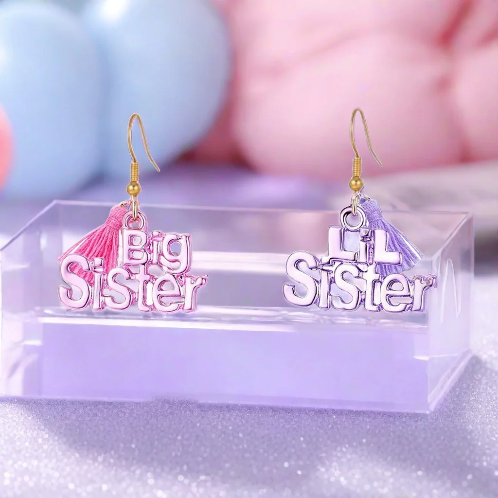 2 шт. цветные висячие серьги с алфавитами Big Sister Lil для женщин ювелирные изделия