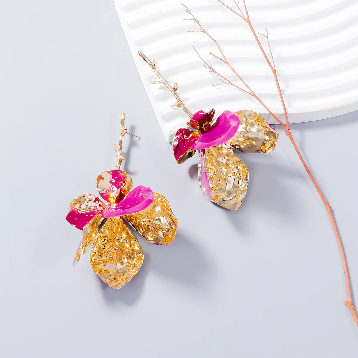 Металлические серьги ZAA в форме цветка