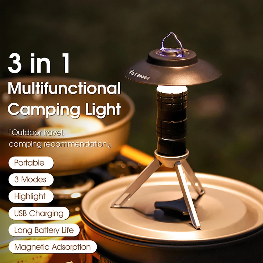 

Портативный фонарь для кемпинга, магнитный USB Перезаряжаемый, 3 режима освещения, фонарь для кемпинга, наружный светодиодный фонарик, палатка
