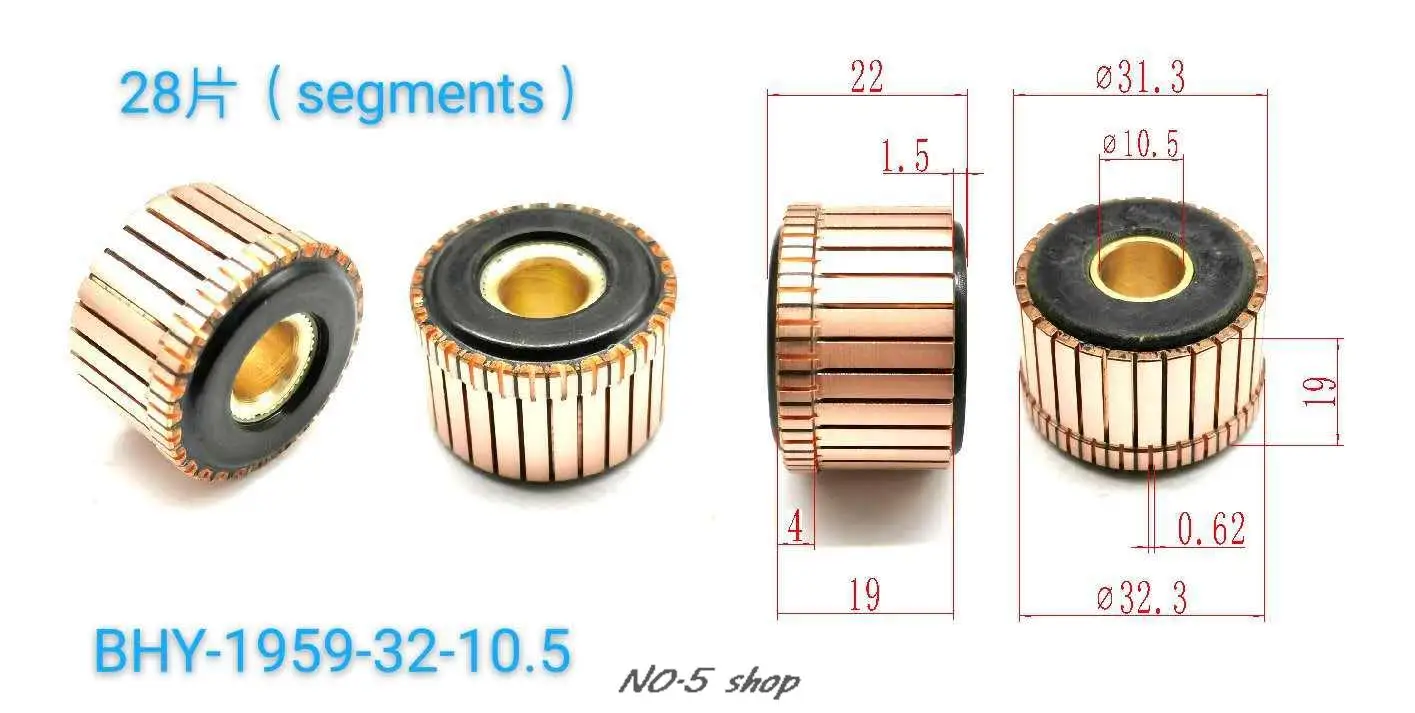 

10Pcs 31.3x10.5x19(22)x28P Copper Bars Electric Motor Commutator