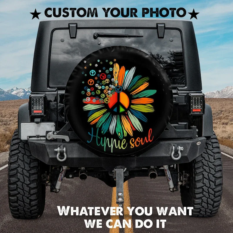 

Hippie Soul - Hippie Flower Spare Tire Cover - Car Accessories, Custom Spare Tire Covers Your Own Personalized Design,