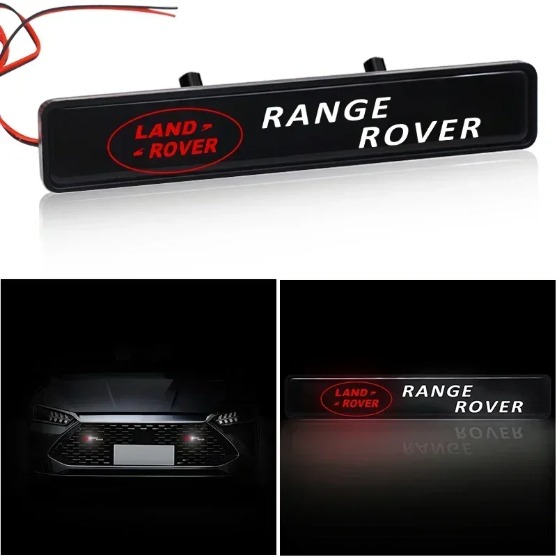1pcs Car Decorative Light LED Front Hood Grille Emblem Badge Decor For Land Rover 3 4 Defender Range Velar Sport Discovery