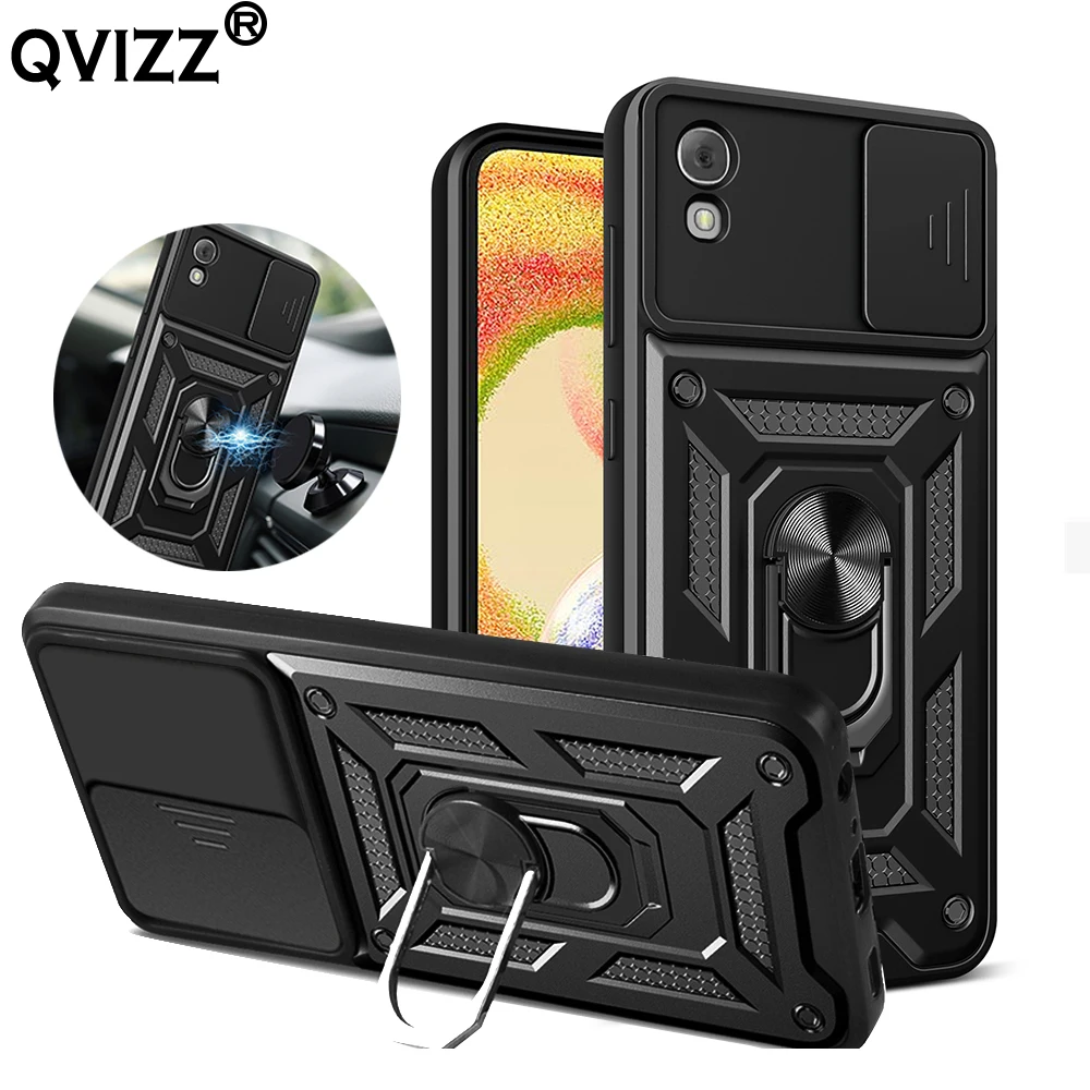 

Slide Camera Case for TCL 30 Z Luxury Car Magnetic Ring Holder Soft Silicone Edges Hard Back Armor Shockproof Phone Cover TCL30Z