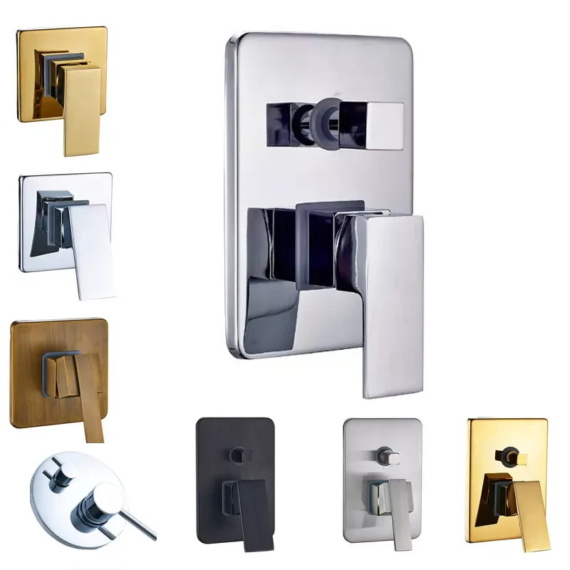 

Brass Bathroom Hot Cold Bath Mixer Valve Wall Mounted Water Control Valve Single Lever Shower Control Handle 5-Colors